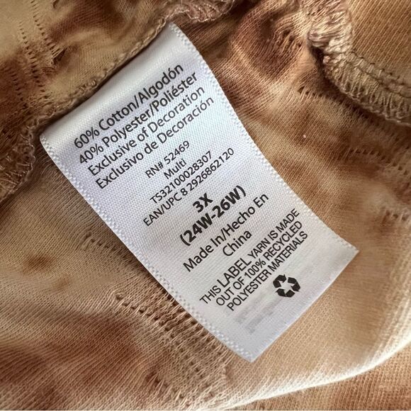 Terra and Sky three quarter sleeve brown and cream textured top size 3X - Picture 6 of 8